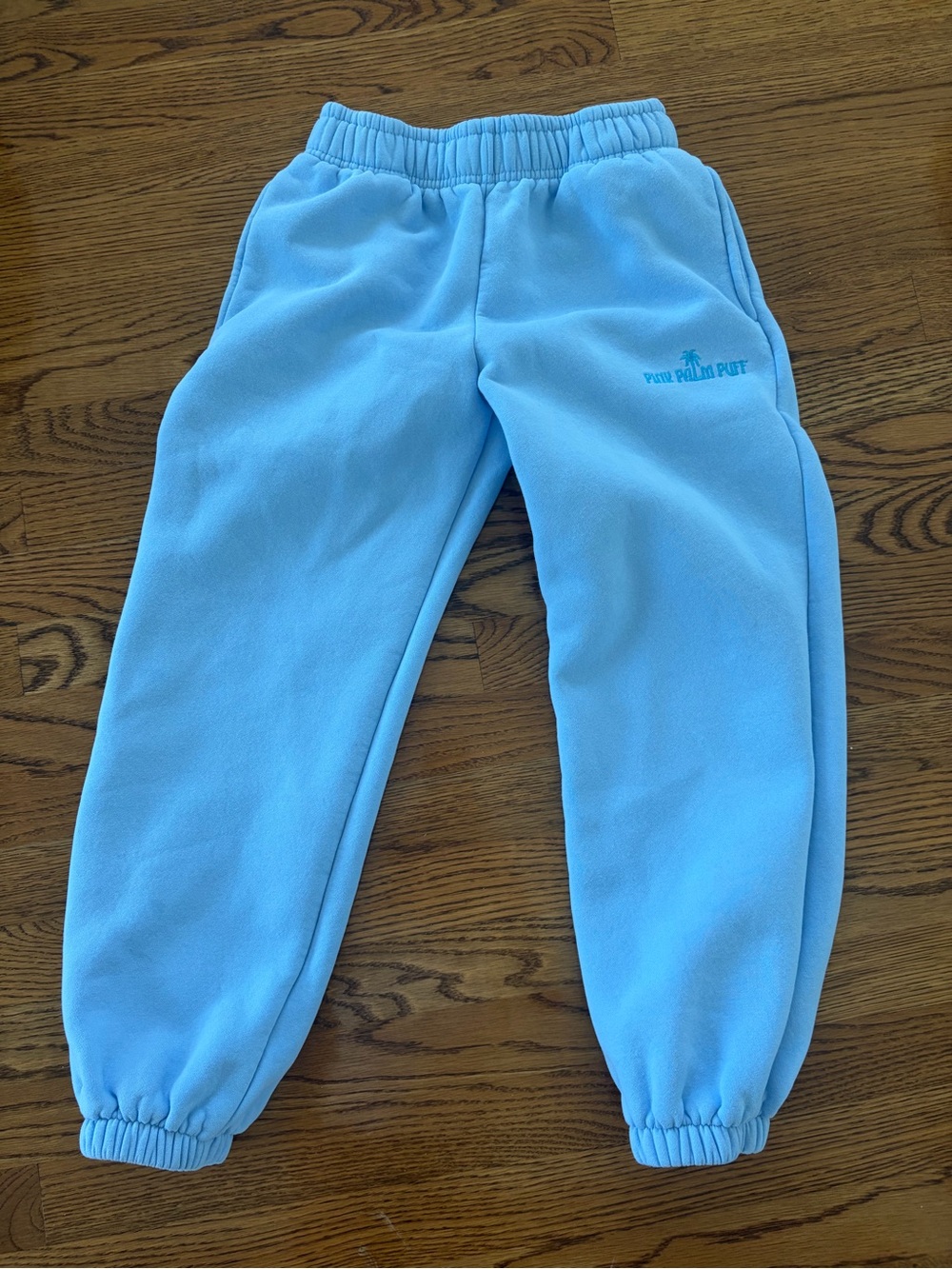 Pink Palm Puff Blue Sweatpants Size Small